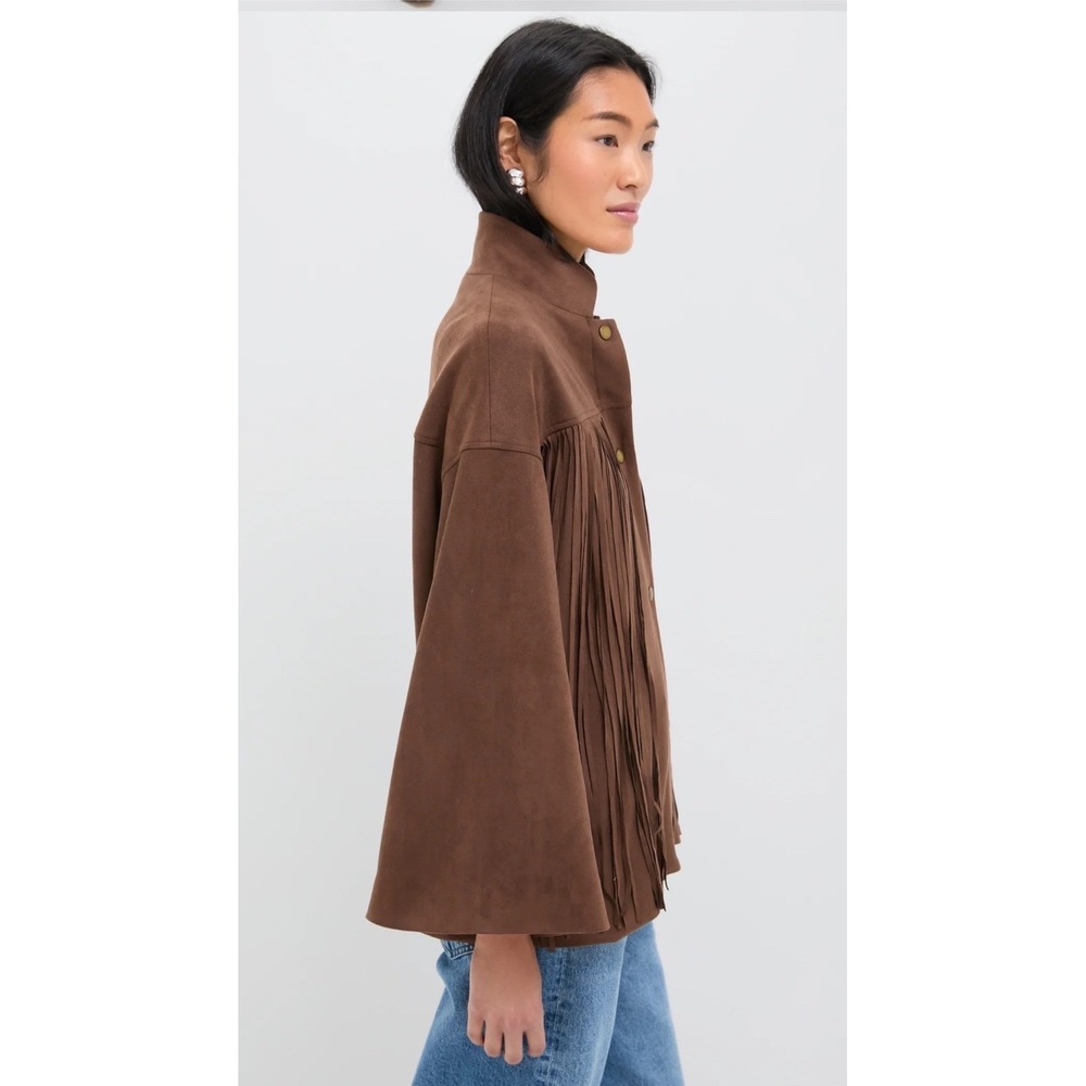 Tuckernuck Chocolate Suede Fringe Marant Shirt Jacket Brown Shacket XL NWT - Picture 4 of 10